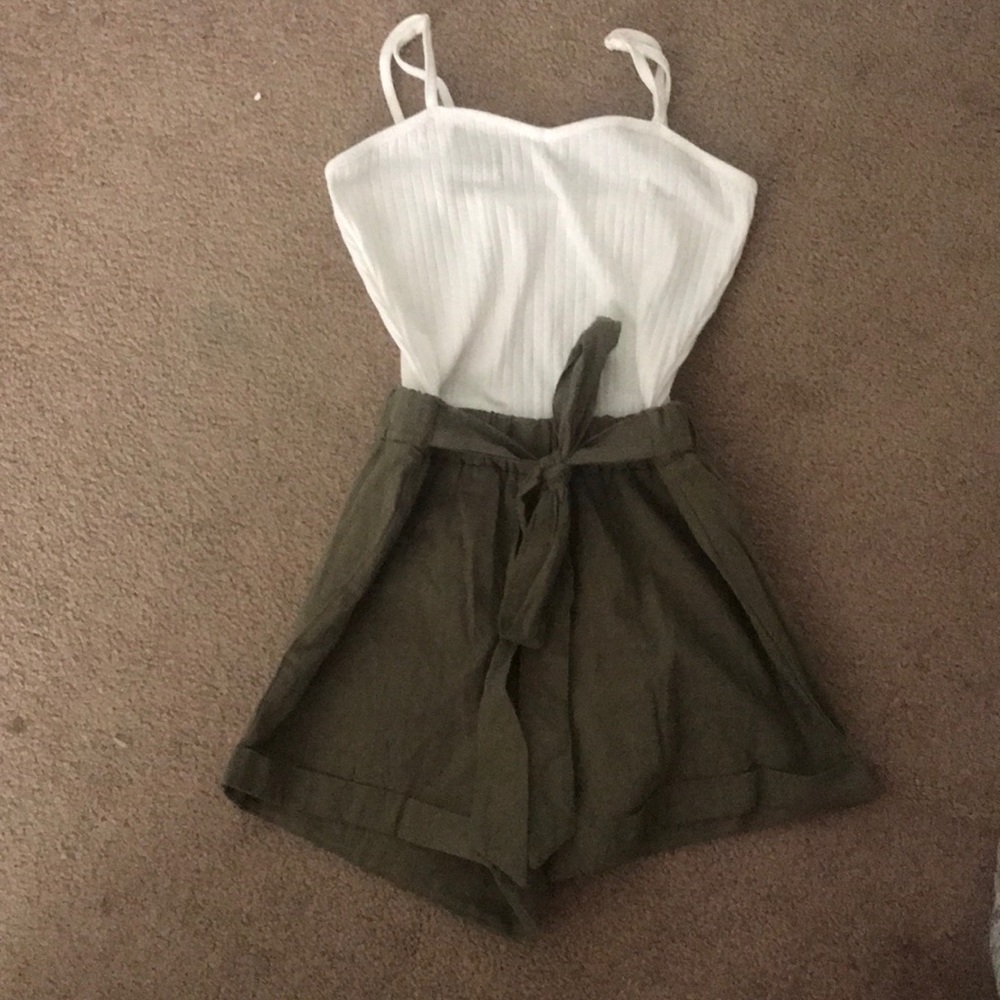 Romper (shirt top and green bottom)